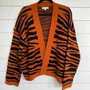 Orange Tiger Stripe Wool Cardigan